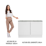 Bajo Mesada Cocina 120 x 60 cm 2 Puertas (Con Mesada) Blanco Stella Madesa
