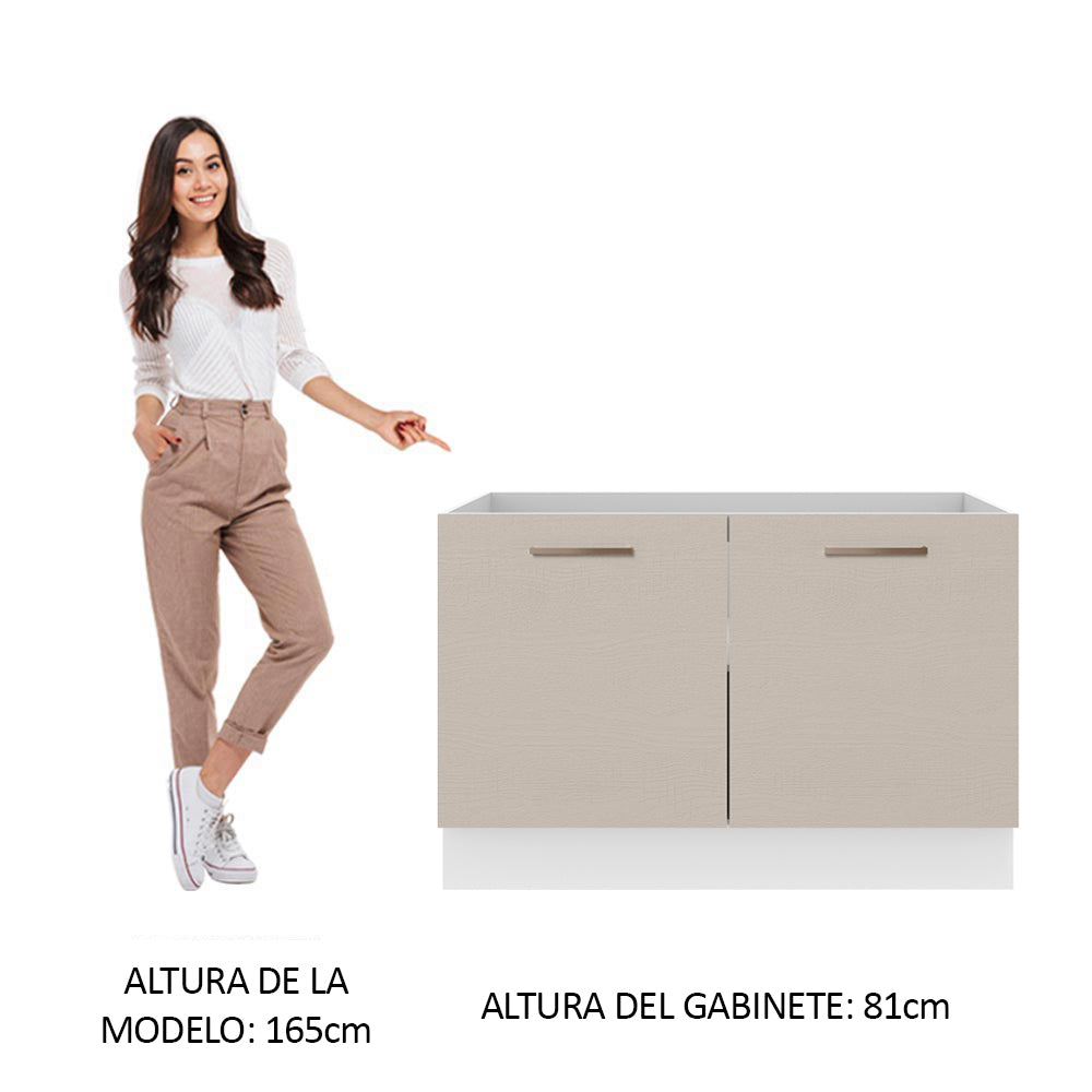 Bajo Mesada Cocina 120 cm x 60 cm, 2 Puertas Agata Blanco/Crema