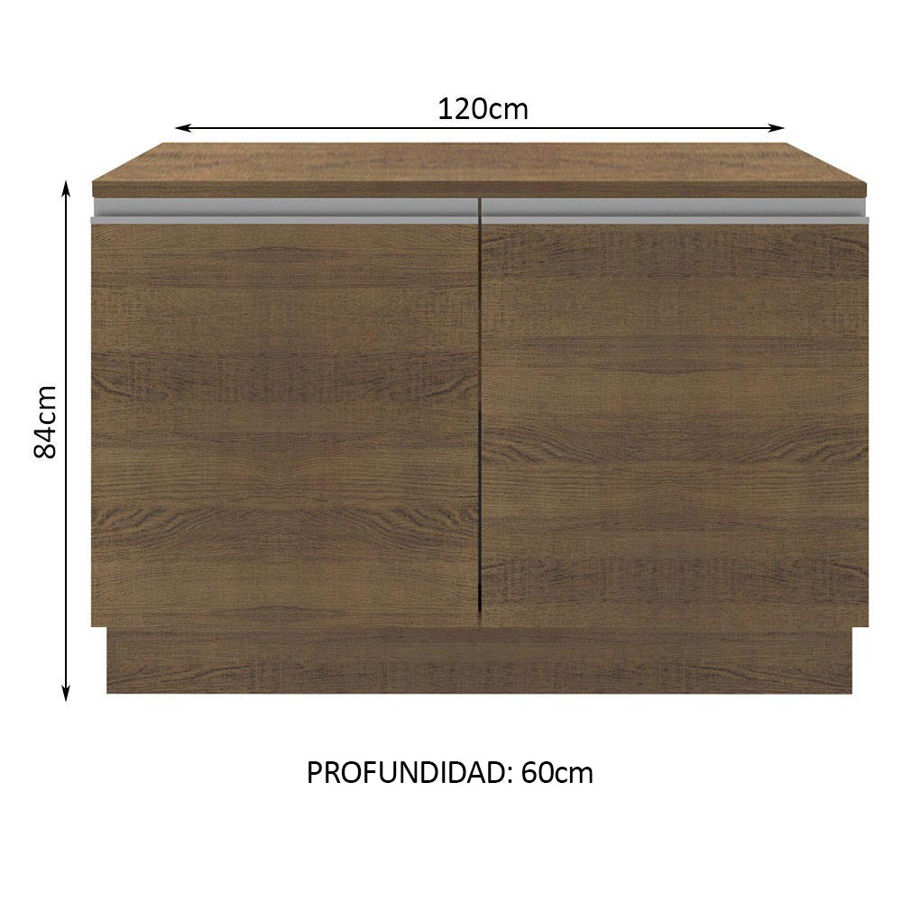 Bajo Mesada Cocina 120 x 60 cm 2 Puertas (Con Mesada) Marrón Glamy Madesa