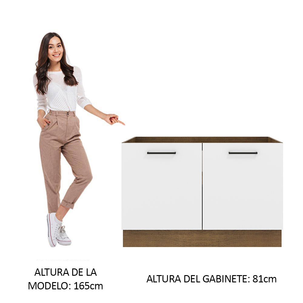 Bajo Mesada Cocina 120 cm x 60 cm, 2 Puertas Agata Marrón/Blanco