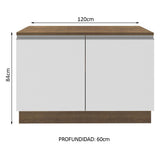 Bajo Mesada Cocina 120 x 60 cm 2 Puertas (Con Mesada) Marrón/Blanco Glamy Madesa