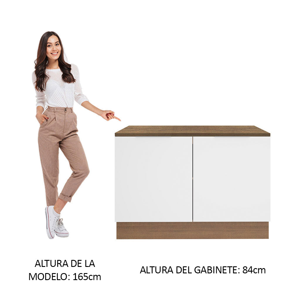 Bajo Mesada Cocina 120 x 60 cm 2 Puertas (Con Mesada) Marrón/Blanco Stella Madesa