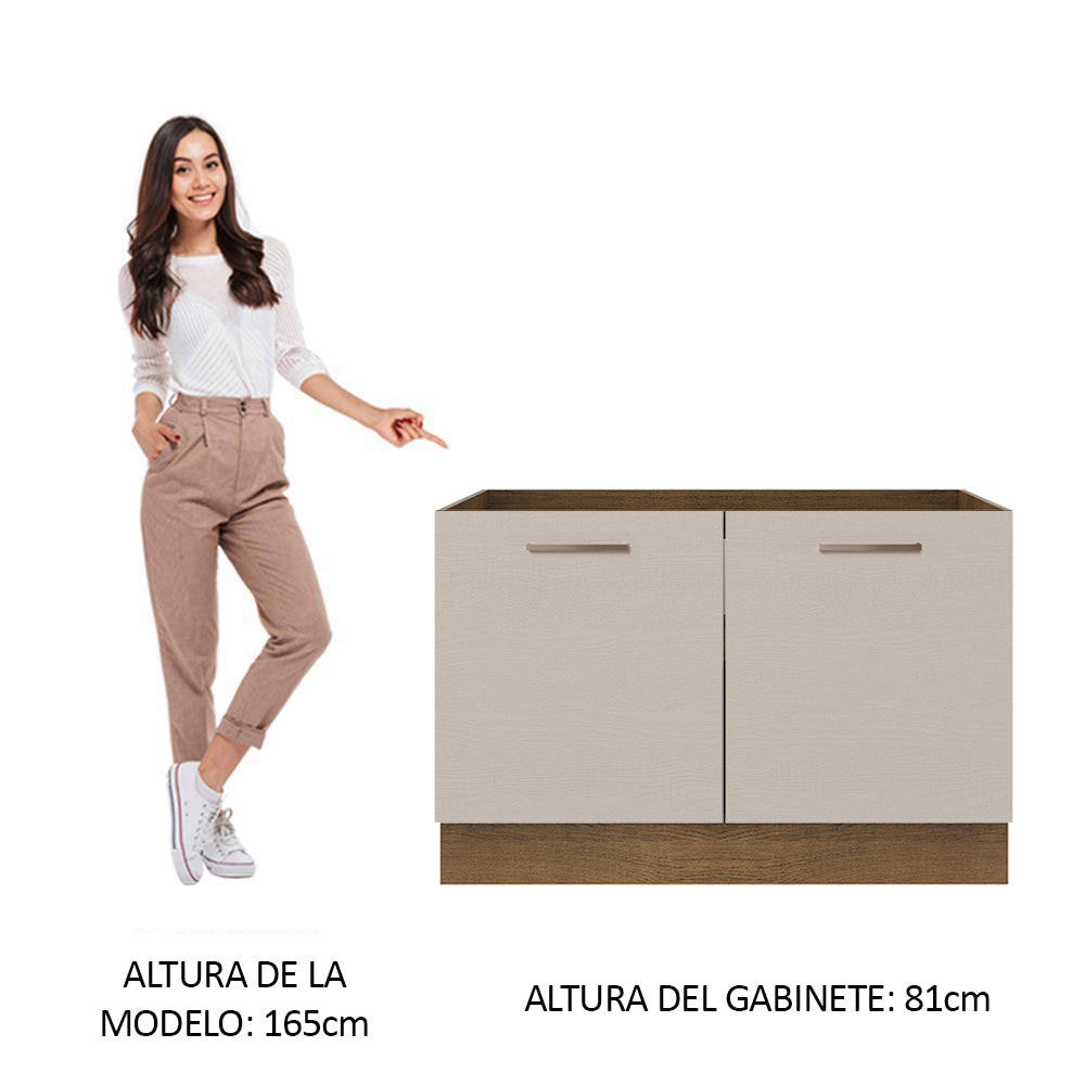 Bajo Mesada Cocina 120 cm x 60 cm, 2 Puertas Agata Marrón/Crema