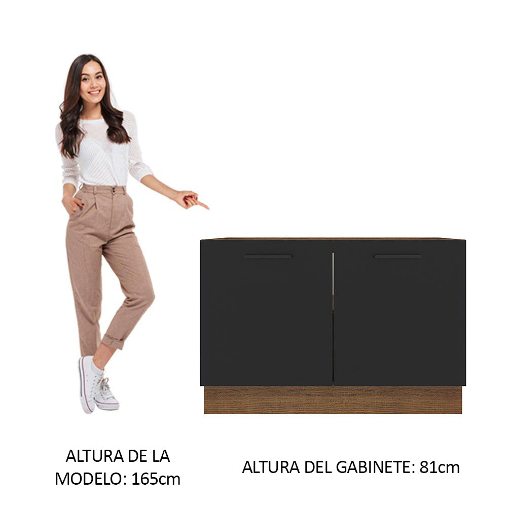 Bajo Mesada Cocina 120 x 60 cm 2 Puertas (Sin Mesada) Marrón/Negro Agata Madesa