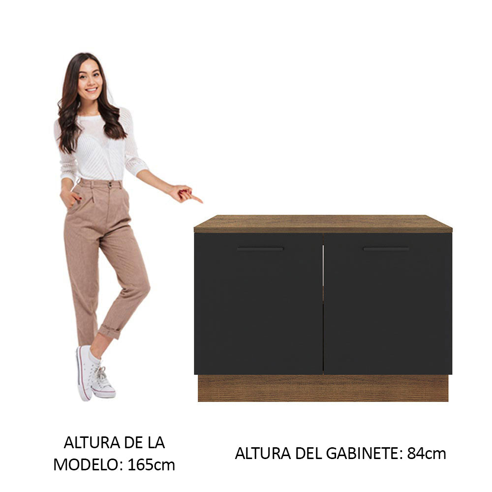 Bajo Mesada Cocina 120 x 60 cm 2 Puertas (Con Mesada) Marrón/Negro Agata Madesa