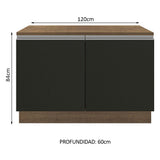 Bajo Mesada Cocina 120 x 60 cm 2 Puertas (Con Mesada) Marrón/Negro Glamy Madesa