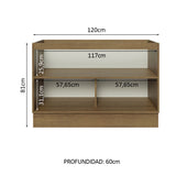 Bajo Mesada 120 cm x 60 cm, 2 Puertas Lux Marrón/Gris