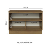 Bajo Mesada Cocina 120 cm x 60 cm, Sin cajones 2 Puertas Lux Marrón/Gris