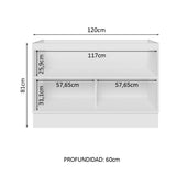 Bajo Mesada Cocina 120 cm x 60 cm, 2 Puertas Lux Blanco/Gris