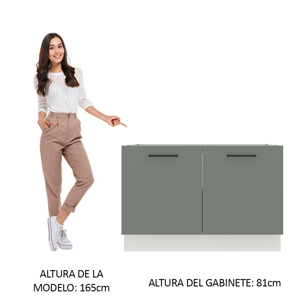 Bajo Mesada Cocina 120 x 60 cm 2 Puertas (Sin Mesada) Blanco/Gris Agata Madesa