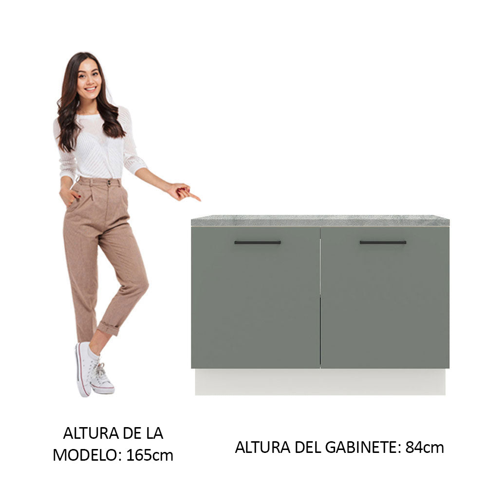 Bajo Mesada Cocina 120 x 60 cm 2 Puertas (Con Mesada) Blanco/Gris Agata Madesa