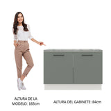 Bajo Mesada Cocina 120 x 60 cm 2 Puertas (Con Mesada) Blanco/Gris Agata Madesa