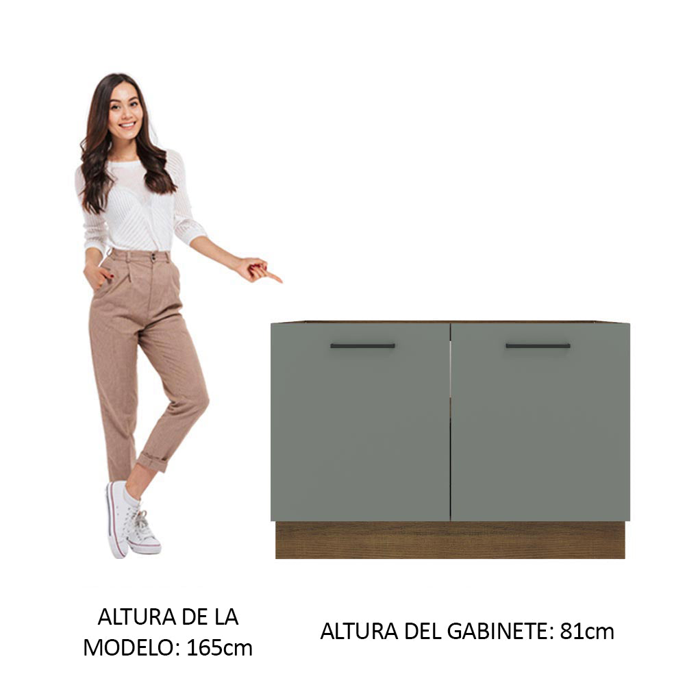 Bajo Mesada Cocina 120 x 60 cm 2 Puertas (Sin Mesada) Marrón/Gris Agata Madesa