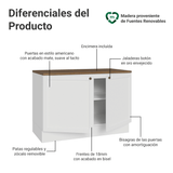Bajo Mesada de Cocina 120 x 60 cm 2 Puertas (con Mesada) Blanco/Marrón Vik Madesa
