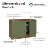 Bajo Mesada de Cocina 120 x 60 cm 2 Puertas (con Mesada) Marrón/Verde Vik Madesa