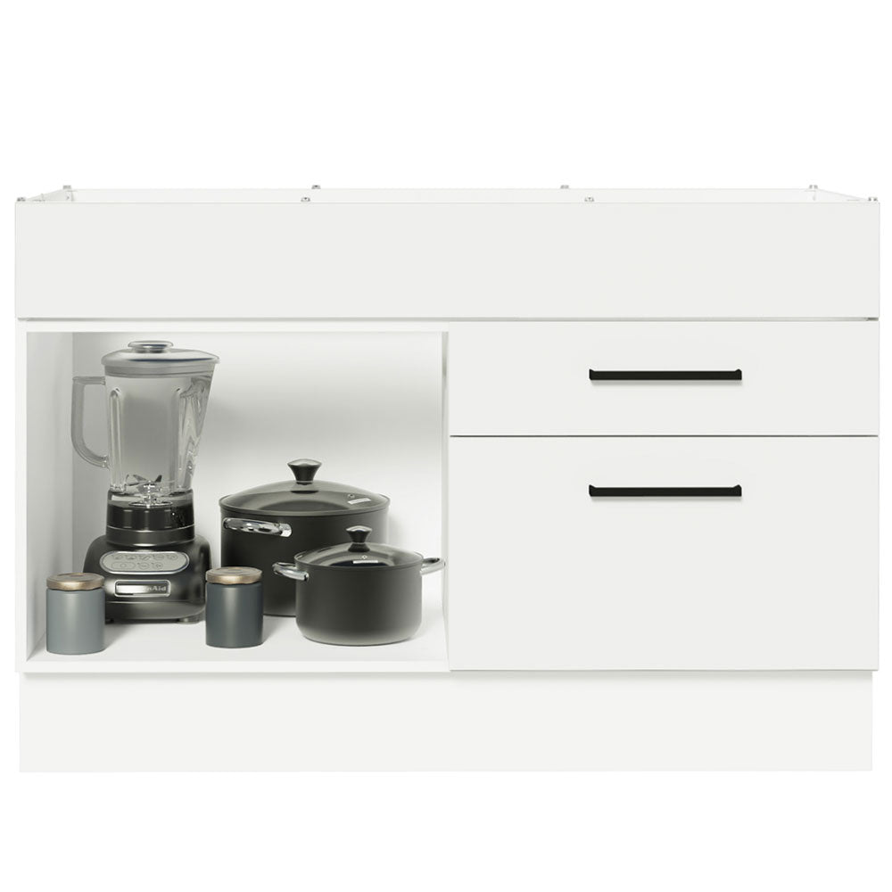 Bajo Mesada Cocina 120 cm x 60 cm, 2 Cajones 1 Puerta Agata Blanco