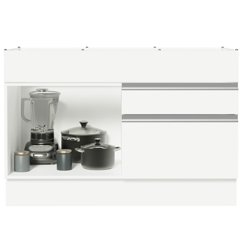 Bajo Mesada Cocina 120 x 60 cm 1 Puerta 2 Cajones Blanco (Sin Mesada) Glamy Madesa