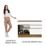 Bajo Mesada Cocina 120 x 60 cm 1 Puerta 2 Cajones Marrón/Blanco (Con Mesada) Glamy Madesa