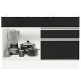 Bajo Mesada Cocina 120 x 60 cm 1 Puerta 2 Cajones Blanco/Negro (Sin Mesada) Glamy Madesa