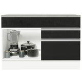 Bajo Mesada Cocina 120 x 60 cm 1 Puerta 2 Cajones Blanco/Negro (Con Mesada) Glamy Madesa
