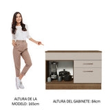 Bajo Mesada Cocina 120 x 60 cm 1 Puerta 2 Cajones Marrón/Crema (Con Mesada) Agata Madesa