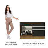 Bajo Mesada Cocina 120 x 60 cm 1 Puerta 2 Cajones Marrón/Negro (Sin Mesada) Glamy Madesa