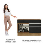 Bajo Mesada Cocina 120 x 60 cm 1 Puerta 2 Cajones Marrón/Negro (Con Mesada) Glamy Madesa