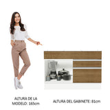 Bajo Mesada Cocina 120 x 60 cm 1 Puerta 2 Cajones Blanco/Marrón (Sin Mesada) Glamy Madesa