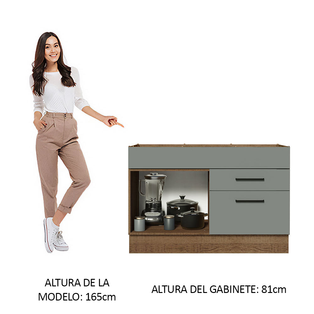Bajo Mesada Cocina 120 x 60 cm 1 Puerta 2 Cajones (Sin Mesada) Marrón/Gris Agata Madesa