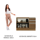 Bajo Mesada Cocina 120 cm x 60 cm, 3 Cajones 2 Puertas Glamy Marrón
