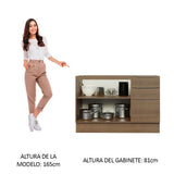 Bajo Mesada Cocina 120 x 60 cm 2 Puertas e 3 Cajones (Sin Mesada) Marrón Stella Madesa