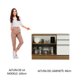 Bajo Mesada Cocina 120 cm x 60 cm, 3 Cajones 2 Puertas Glamy Marrón/Blanco