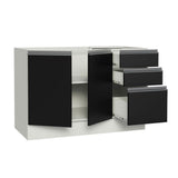 Bajo Mesada Cocina 120 x 60 cm 2 Puertas e 3 Cajones (Sin Mesada) Blanco/Negro Glamy Madesa