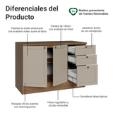 Bajo Mesada Cocina 120 x 60 cm 2 Puetas 3 Cajones (Con Mesada) Marrón/Crema Vik Madesa