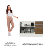 Bajo Mesada Cocina 120 cm x 60 cm, 3 Cajones 2 Puertas Glamy Blanco/Marrón