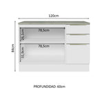 Bajo Mesada 120 cm 2 Puertas 3 Cajones Blanco Lux Madesa