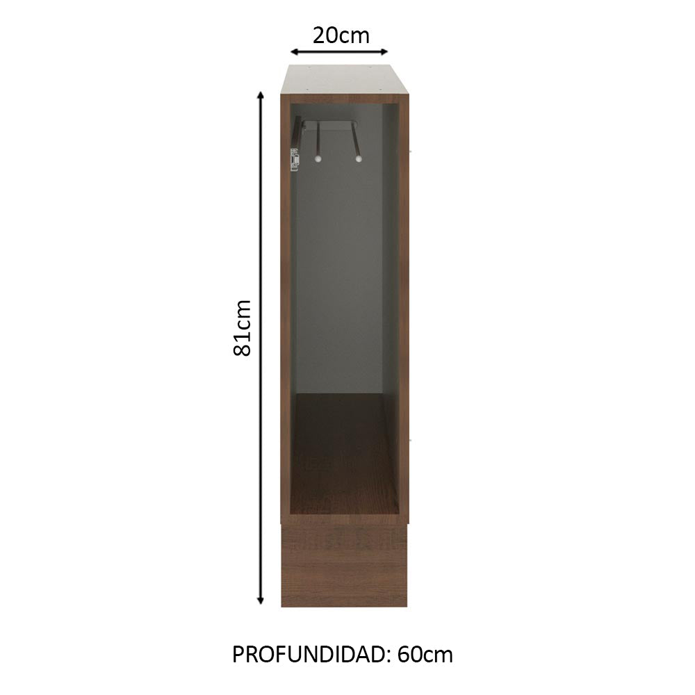 Porta Repasador 20 x 60 cm (Sin Mesada) para Cocinas Marrón Madesa