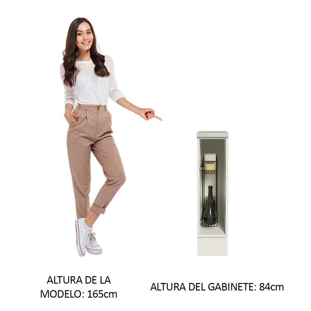 Bajo Mesada Especiero 20 x 60 cm (Con Mesada) para Cocinas Blanco Madesa