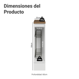 Especiero 20 cm X 60 cm, 1 puerta (Con Mesada), Blanco/Blanco Aterciopelado/Marrón Lux Madesa