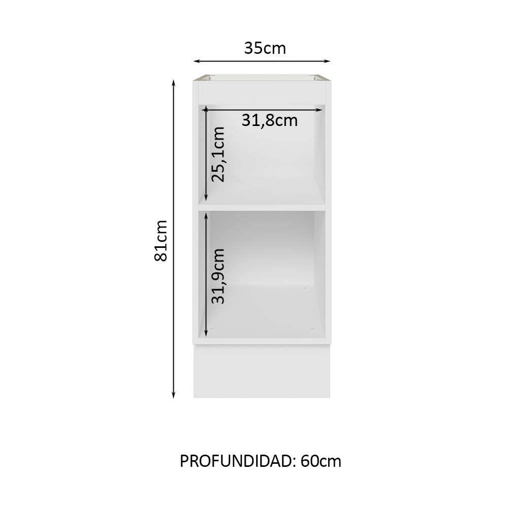Bajo Mesada Cocina 35 x 60 cm 1 Puerta (Sin Mesada) Blanco Glamy Madesa