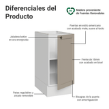 Bajo Mesada 35 x 60 cm 1 Puerta (Sin Mesada) Blanco/Crema Vik Madesa
