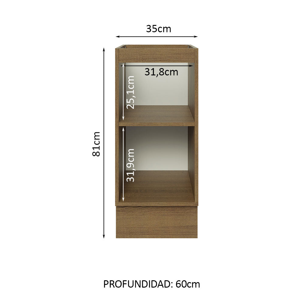 Bajo Mesada 35 x 60 cm, 1 Puertas (Sin Mesada) Glamy Marrón/Blanco