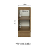 Bajo Mesada 35 x 60 cm, 1 Puertas (Sin Mesada) Glamy Marrón/Blanco