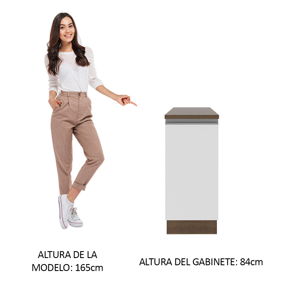 Bajo Mesada Madesa Glamy 35 x 60 cm 1 Puerta (Con Mesada) Marrón/Blanco