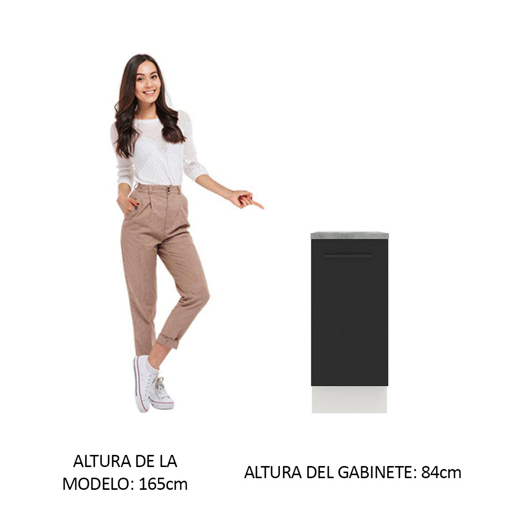 Bajo Mesada Cocina 35 x 60 cm 1 Puerta (Con Mesada) Blanco/Negro Agata Madesa