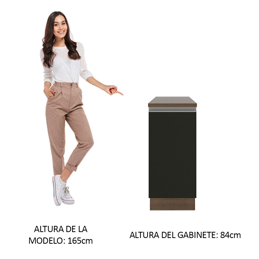 Bajo Mesada Madesa Glamy 35 x 60 cm 1 Puerta (Con Mesada) Marrón/Negro