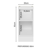 Bajo Mesada Cocina 35 x 60 cm 1 Puerta (Sin Mesada) Blanco/Marrón Glamy Madesa