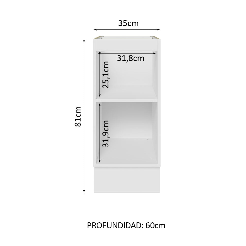 Bajo Mesada Cocina 35 x 60 cm 1 Puerta (Sin Mesada) Blanco/Marrón Stella Madesa
