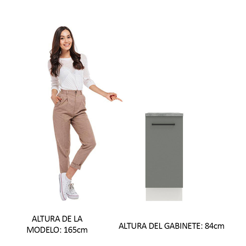 Bajo Mesada Cocina 35 x 60 cm 1 Puerta (Con Mesada) Blanco/Gris Agata Madesa