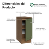 Bajo Mesada de Cocina 35 x 60 cm 1 Puerta (con Mesada) Marrón/Verde Vik Madesa